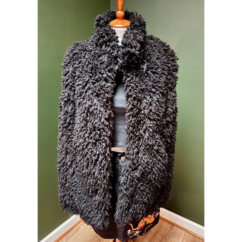 Katie Todd Black Faux Fur Vest Women's Size M